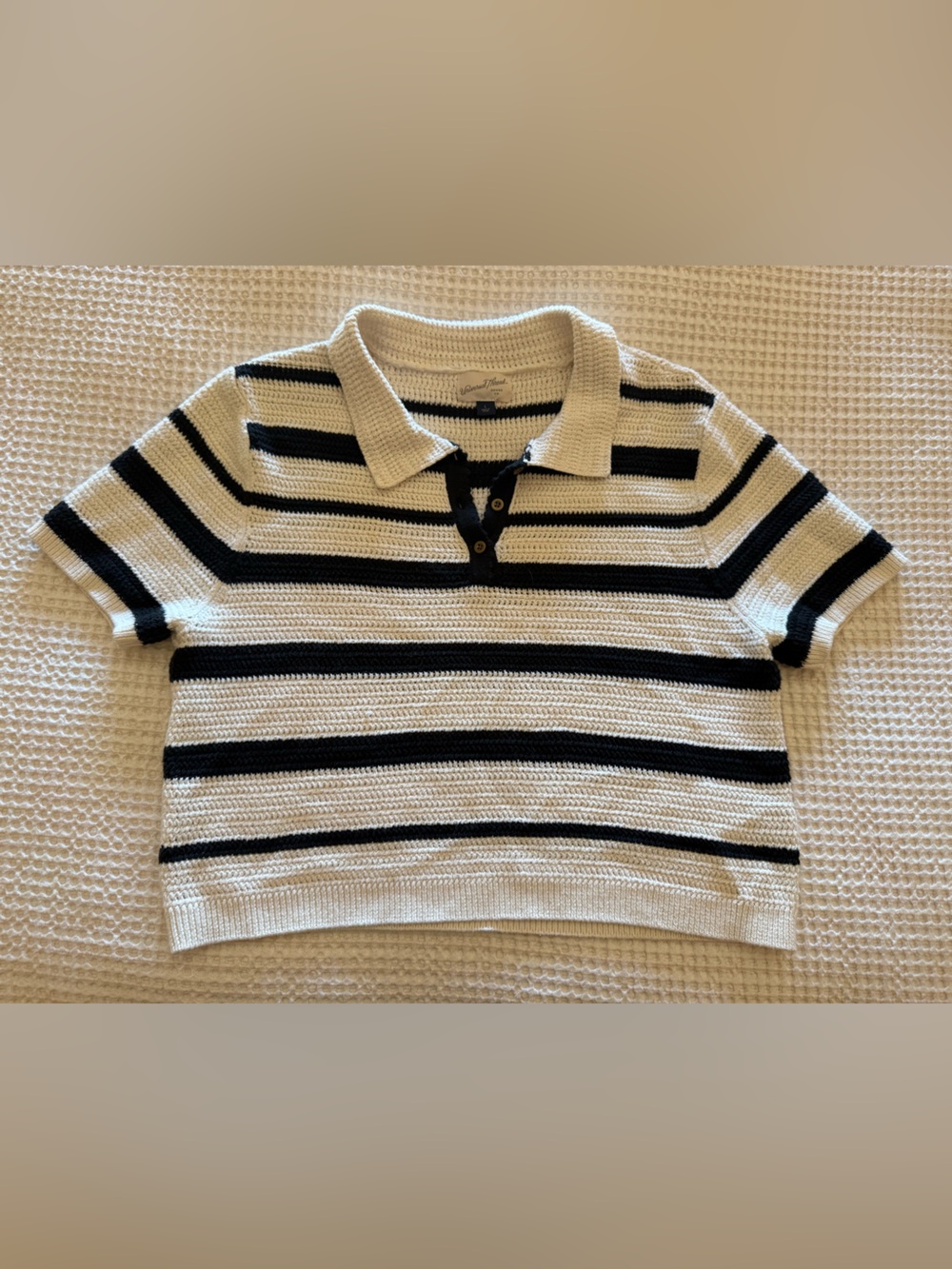 Universal Thread Cream and Black Striped Knit Top